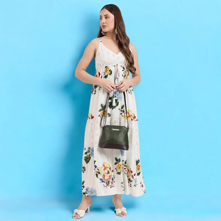 Timeless-Luxe-Womens-Sling-Bag-Olive-Green-Stylish-Front-View