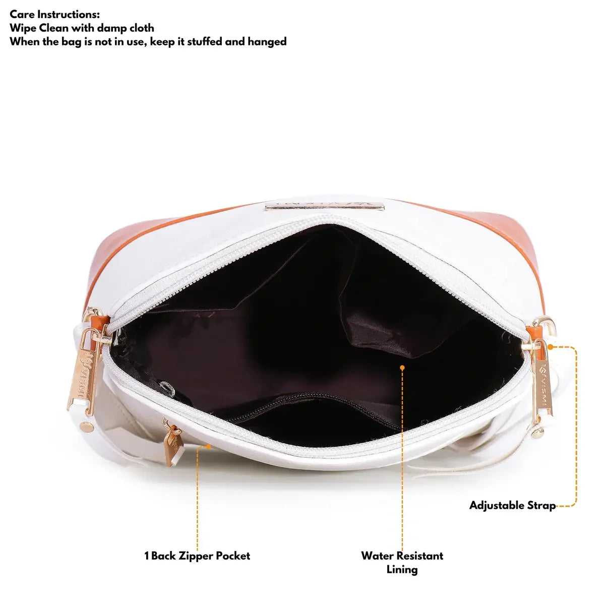 Timeless-Luxe-Womens-Sling-Bag-White-Spacious-Interior-Look