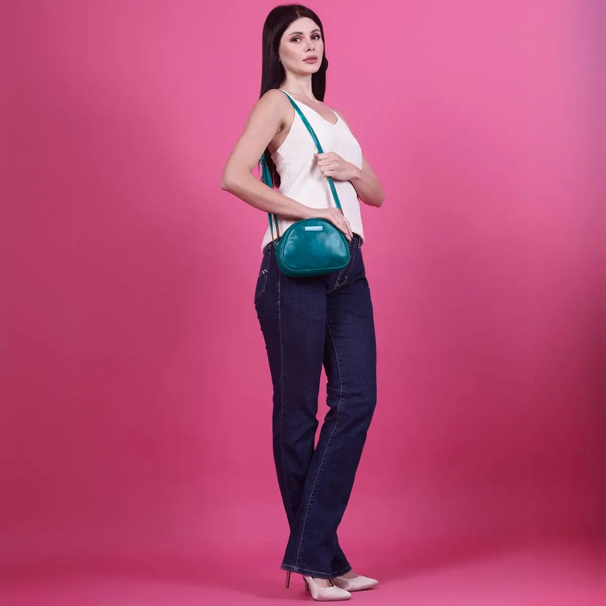 Timeless Chic Women's Sling Bag - Teal blue