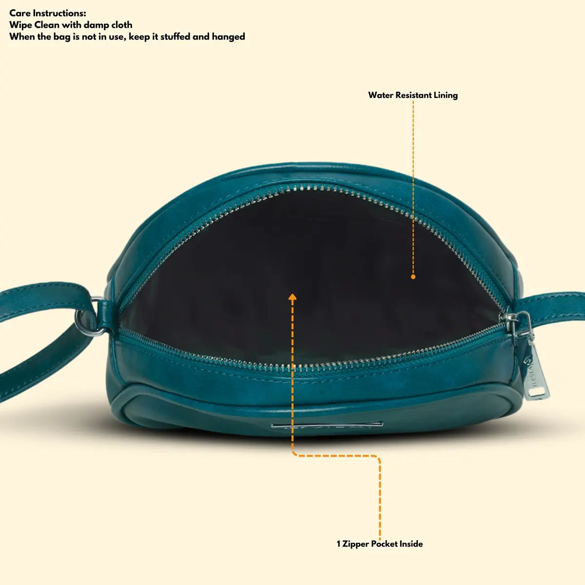 Timeless Chic Women's Sling Bag - Teal blue