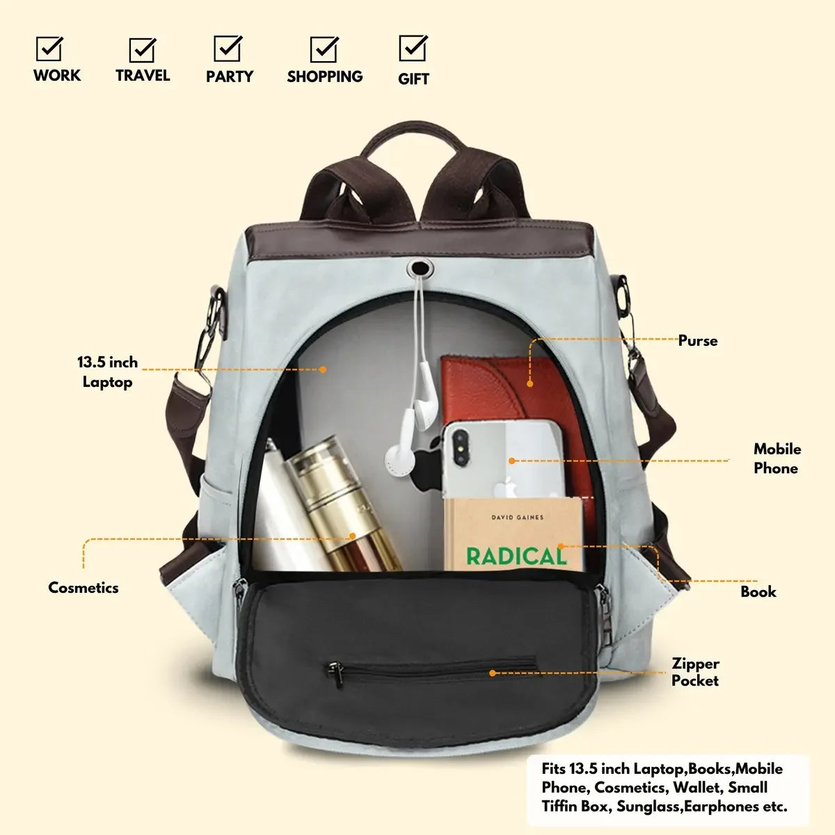 Modern-Grey-Women-Backpack-Handbag