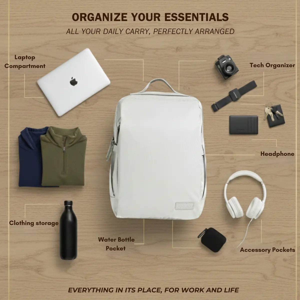 Everyday Essentials Grey Travel Laptop Backpack – stylish office and college bag