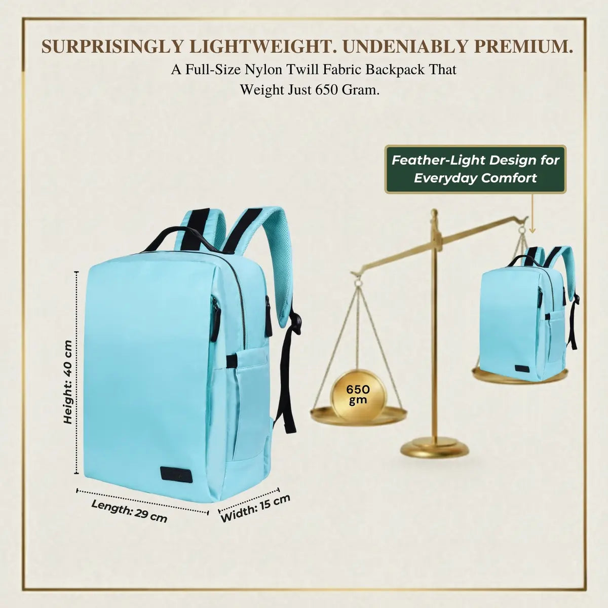 Everyday Essentials Sky Blue Travel Laptop Backpack – stylish office and college bag