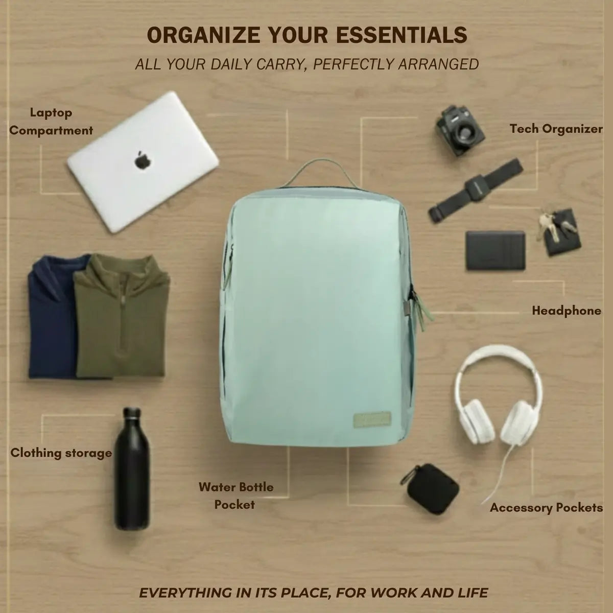 Everyday Essentials Sea Green Travel Laptop Backpack – stylish office and college bag