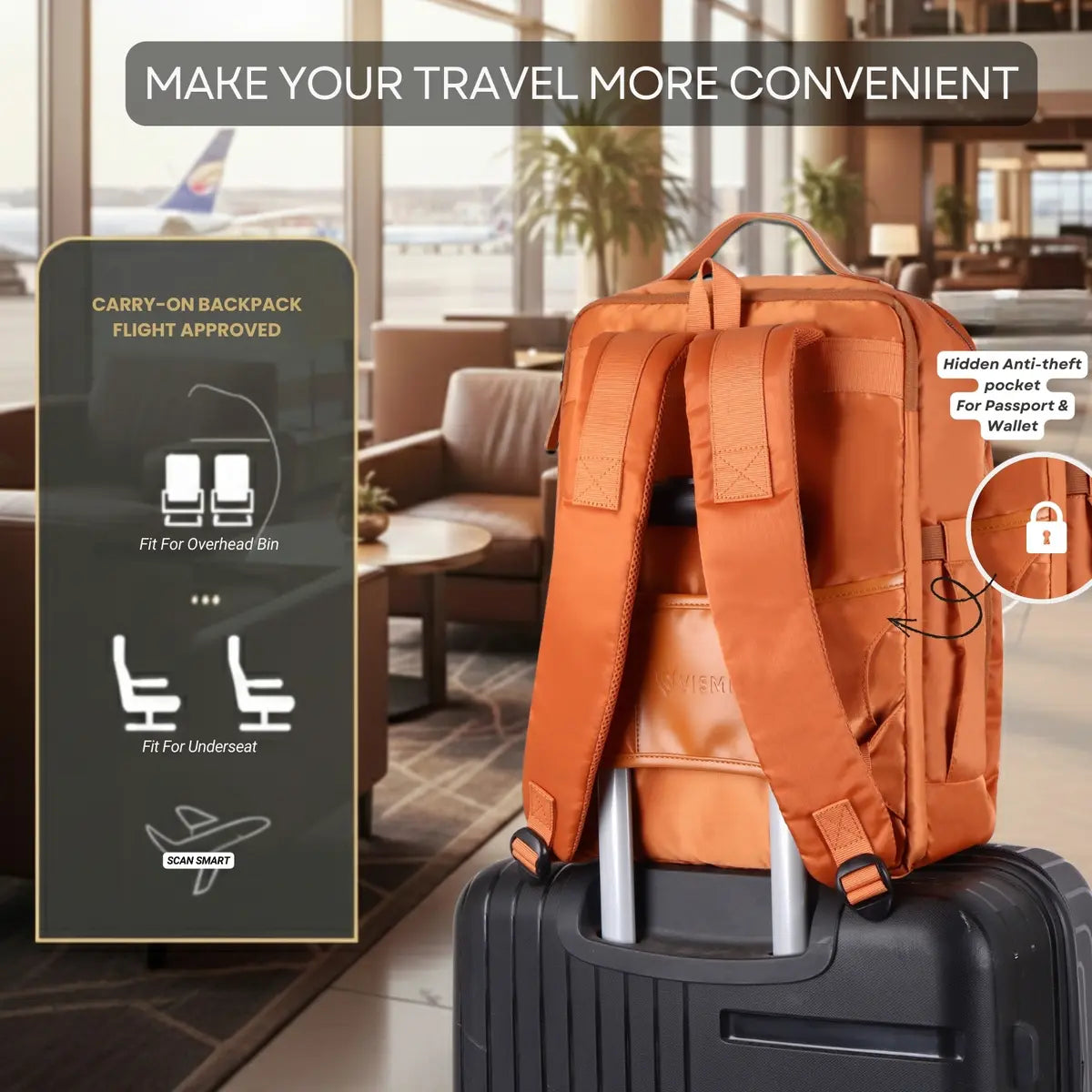 Everyday Essentials Orange Travel Laptop Backpack – stylish office and college bag