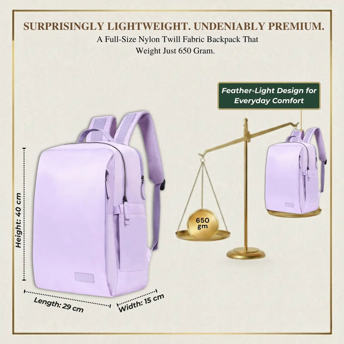 Everyday Essentials Lavender Travel Laptop Backpack – stylish office and college bag