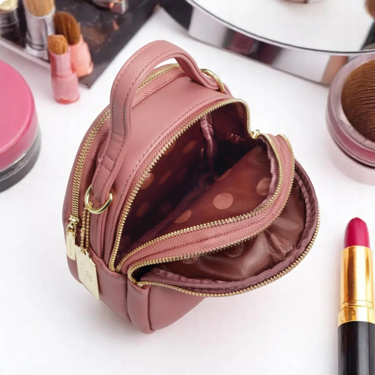 Stylish Sling Crossbody Handbag- Blush Pink