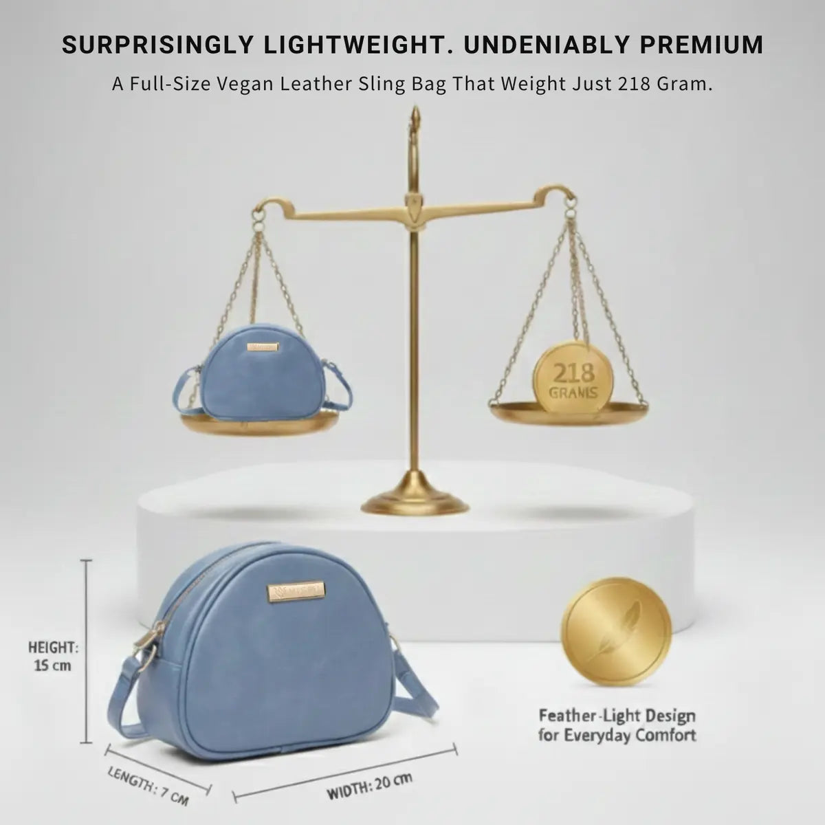 Timeless Chic Women's Sling Bag - Sky Blue