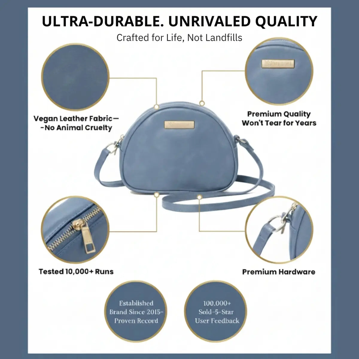 Timeless Chic Women's Sling Bag - Sky Blue