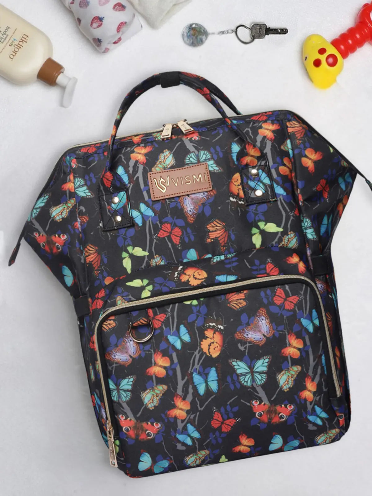 Snappy Zappy Backpack Diaper Bag - Butterfly Black