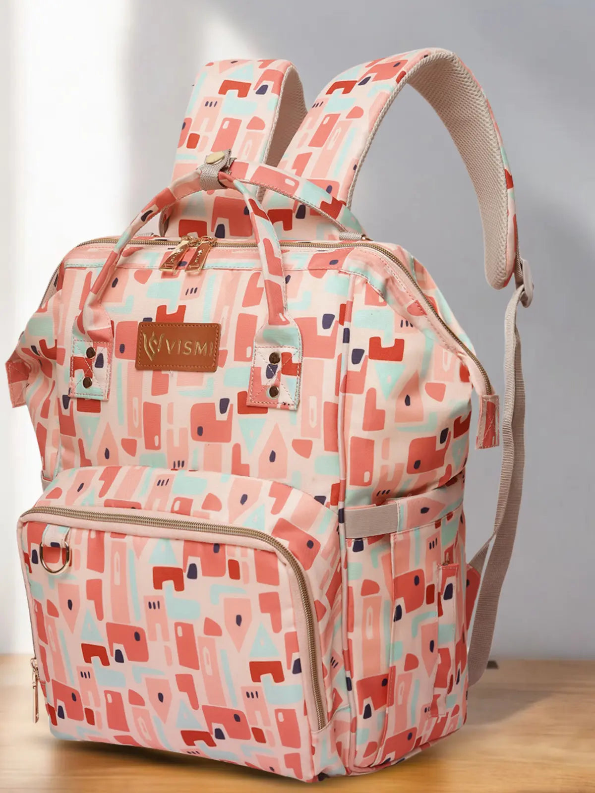 Snappy Zappy Backpack Diaper Bag - Geometric Pink