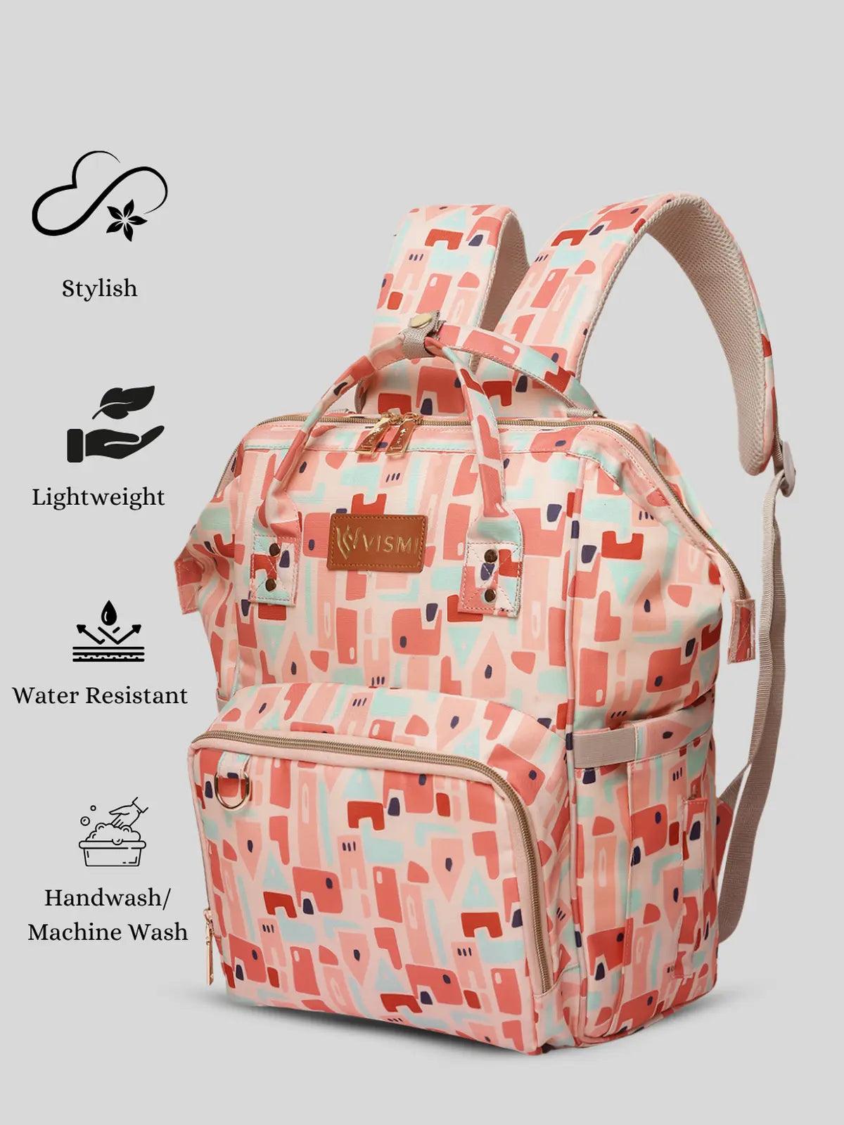 Snappy Zappy Backpack Diaper Bag - Geometric Pink