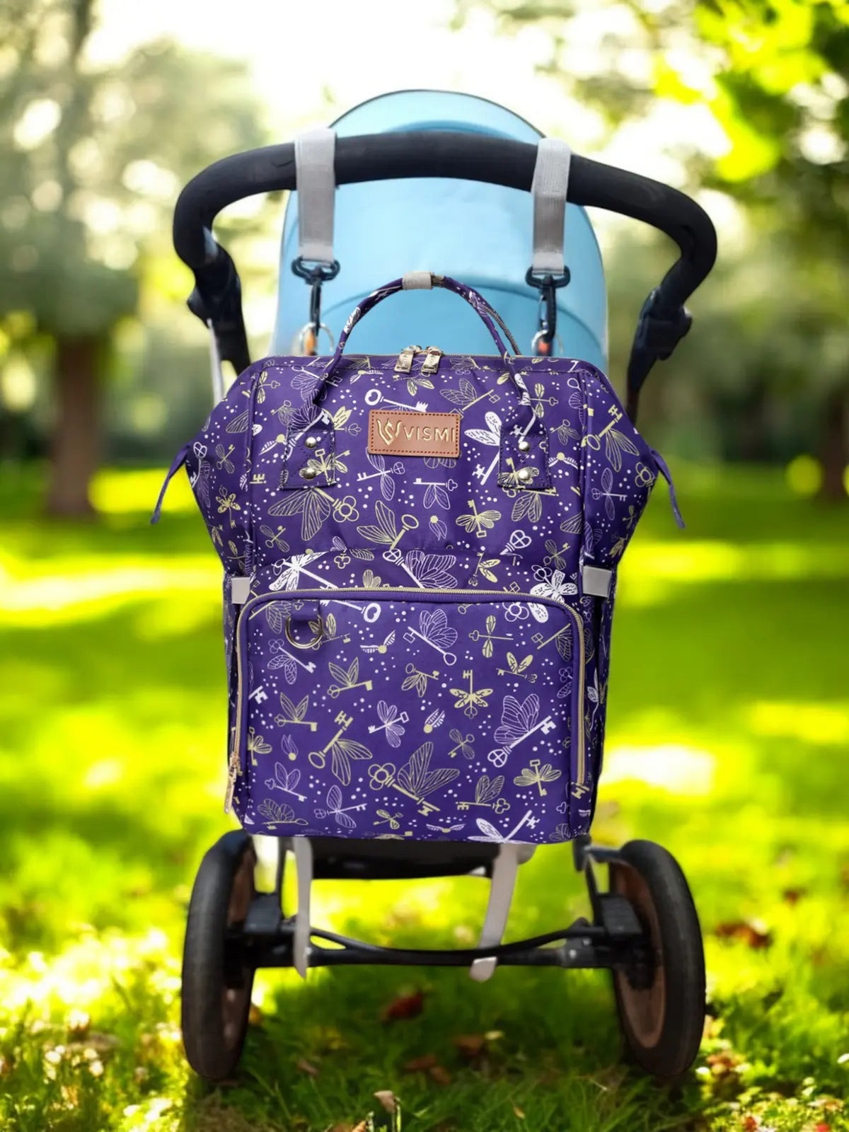 Snappy Zappy Backpack Diaper Bag - Flying Keys Purple