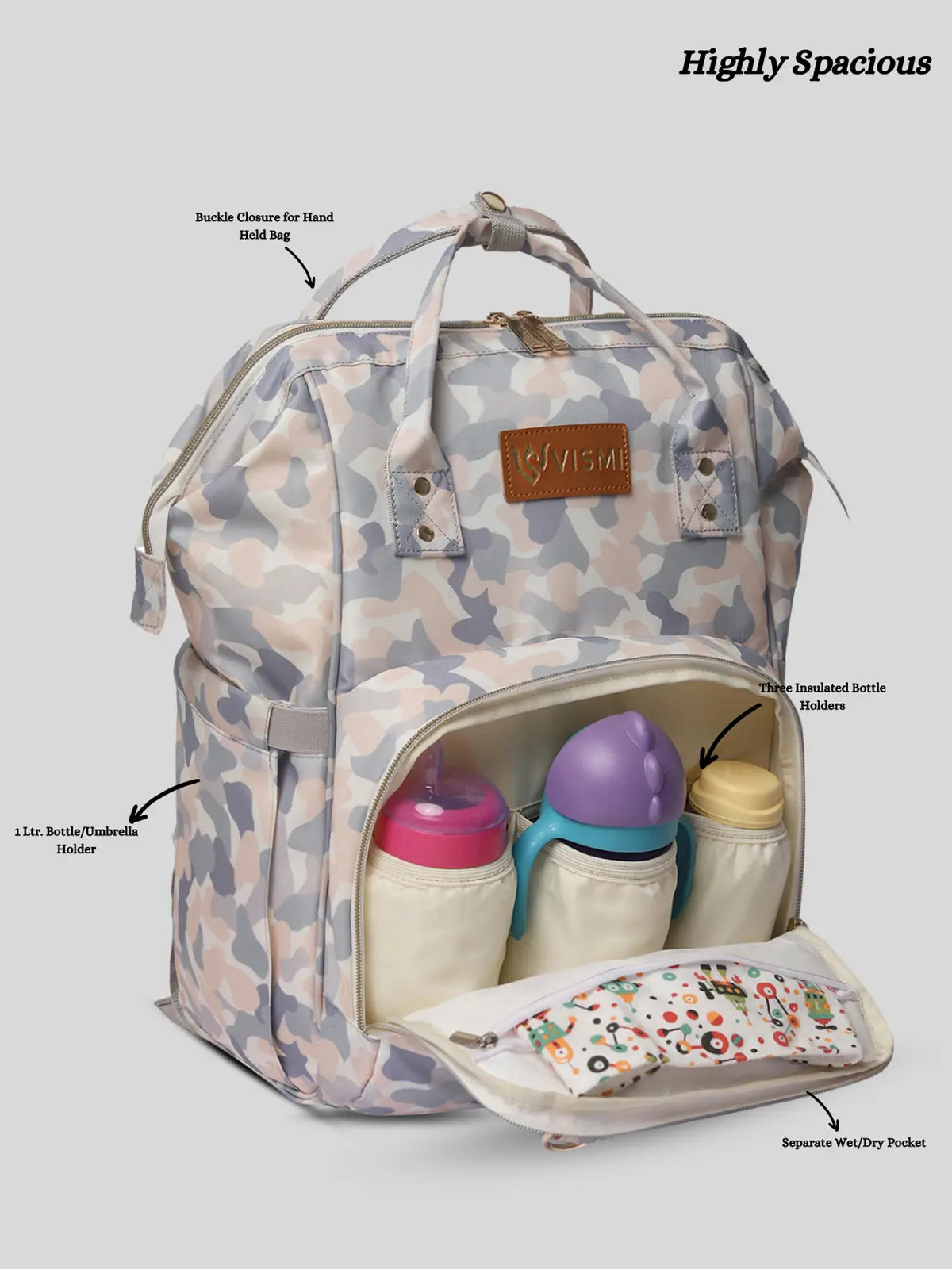 Snappy Zappy Backpack Diaper Bag - White Camo
