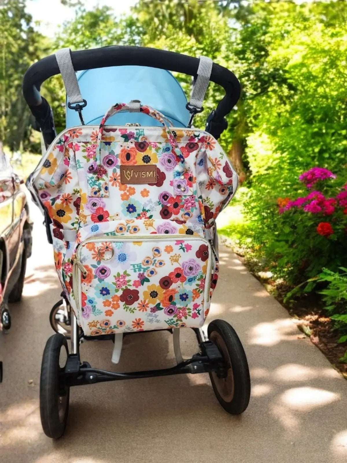 Snappy Zappy Backpack Diaper Bag - Flower White
