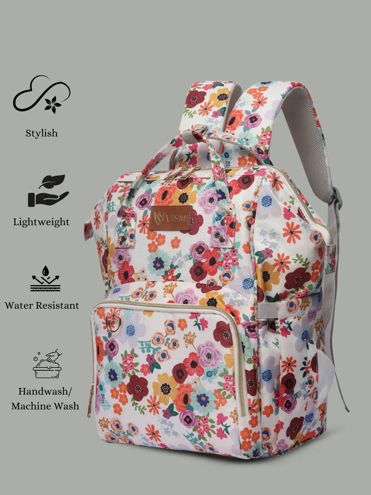 Snappy Zappy Backpack Diaper Bag - Flower White