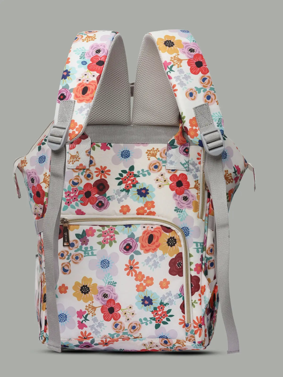 Snappy Zappy Backpack Diaper Bag - Flower White