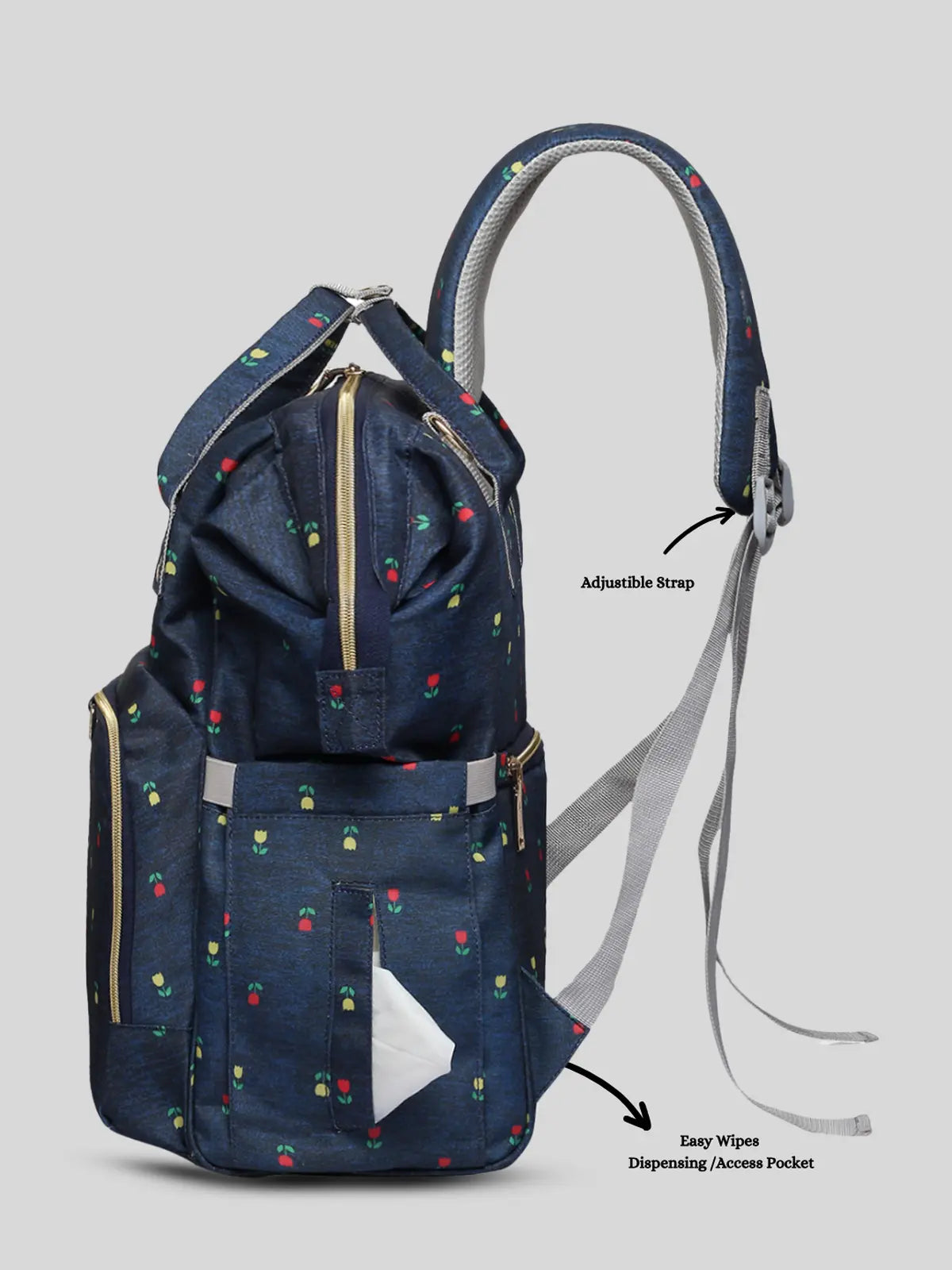 Snappy Zappy Backpack Diaper Bag - Navy Blue