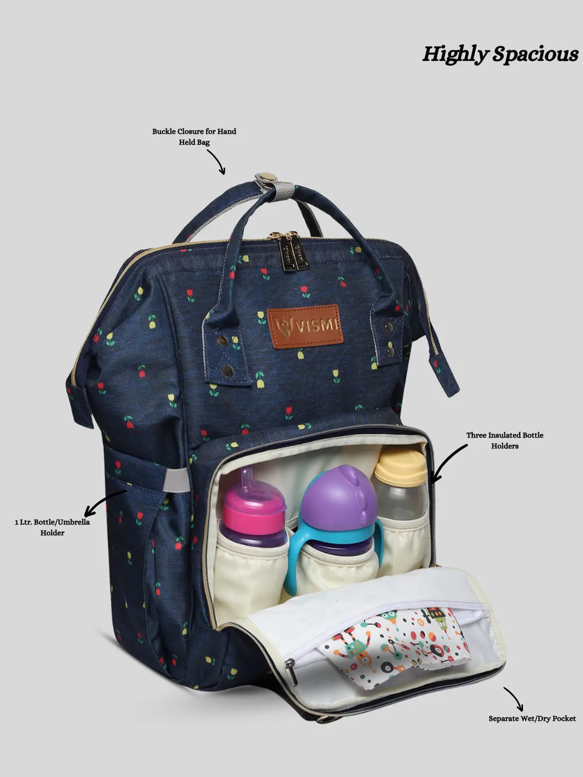 Snappy Zappy Backpack Diaper Bag - Navy Blue