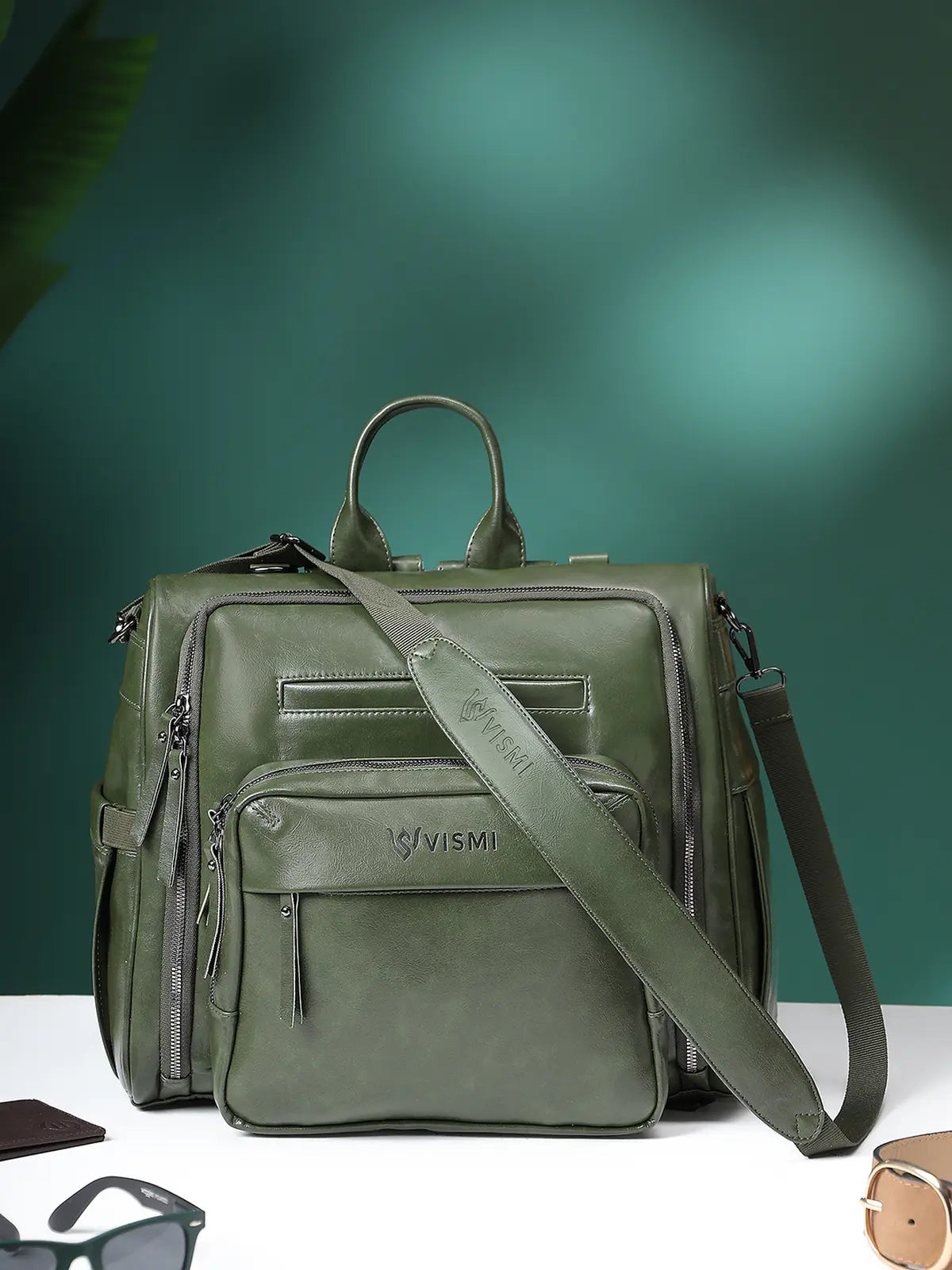 Timeless Backpack Messenger Diaper Bag - Olive Green