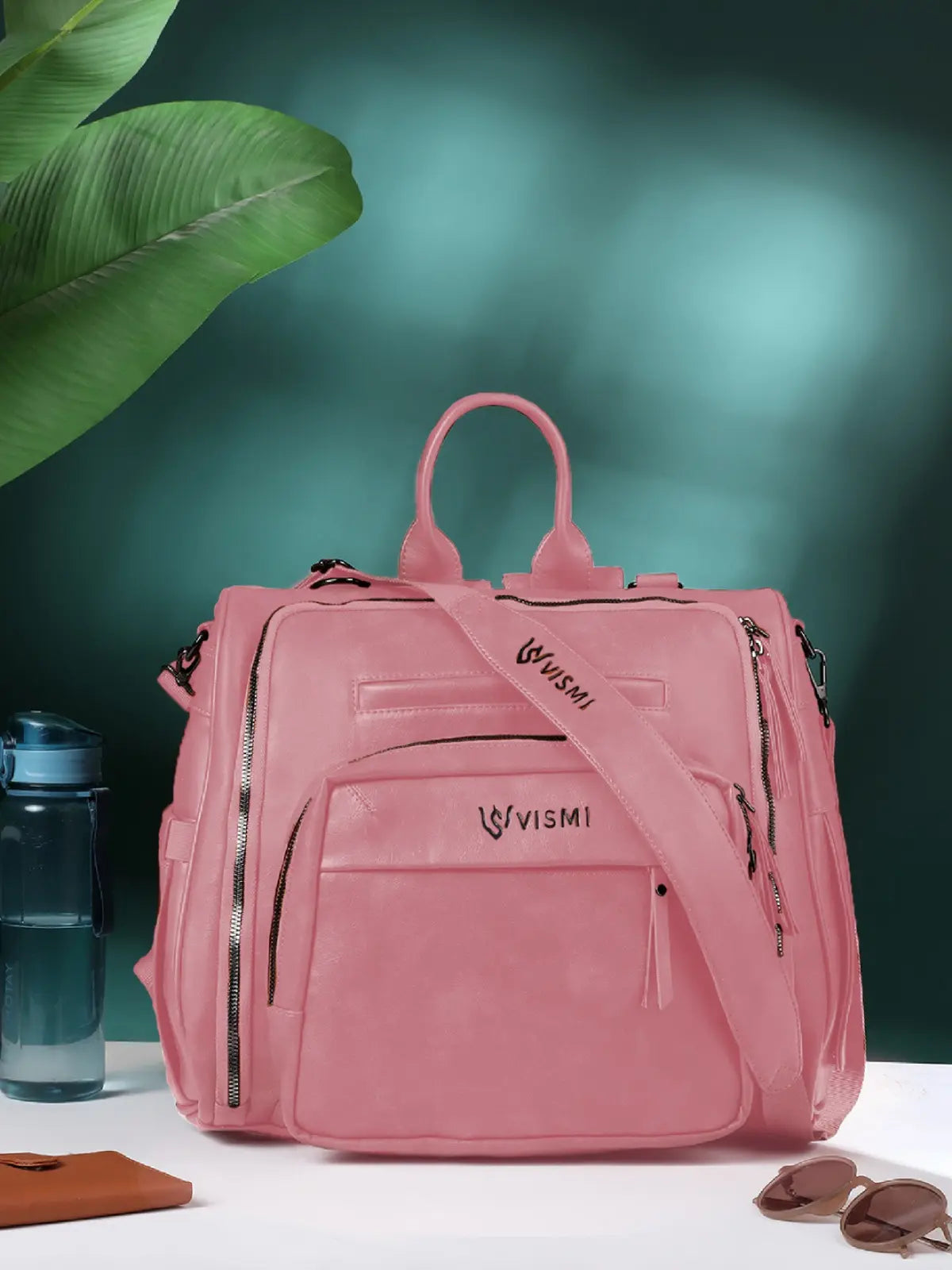 Timeless Backpack Messenger Diaper Bag - Blush Pink