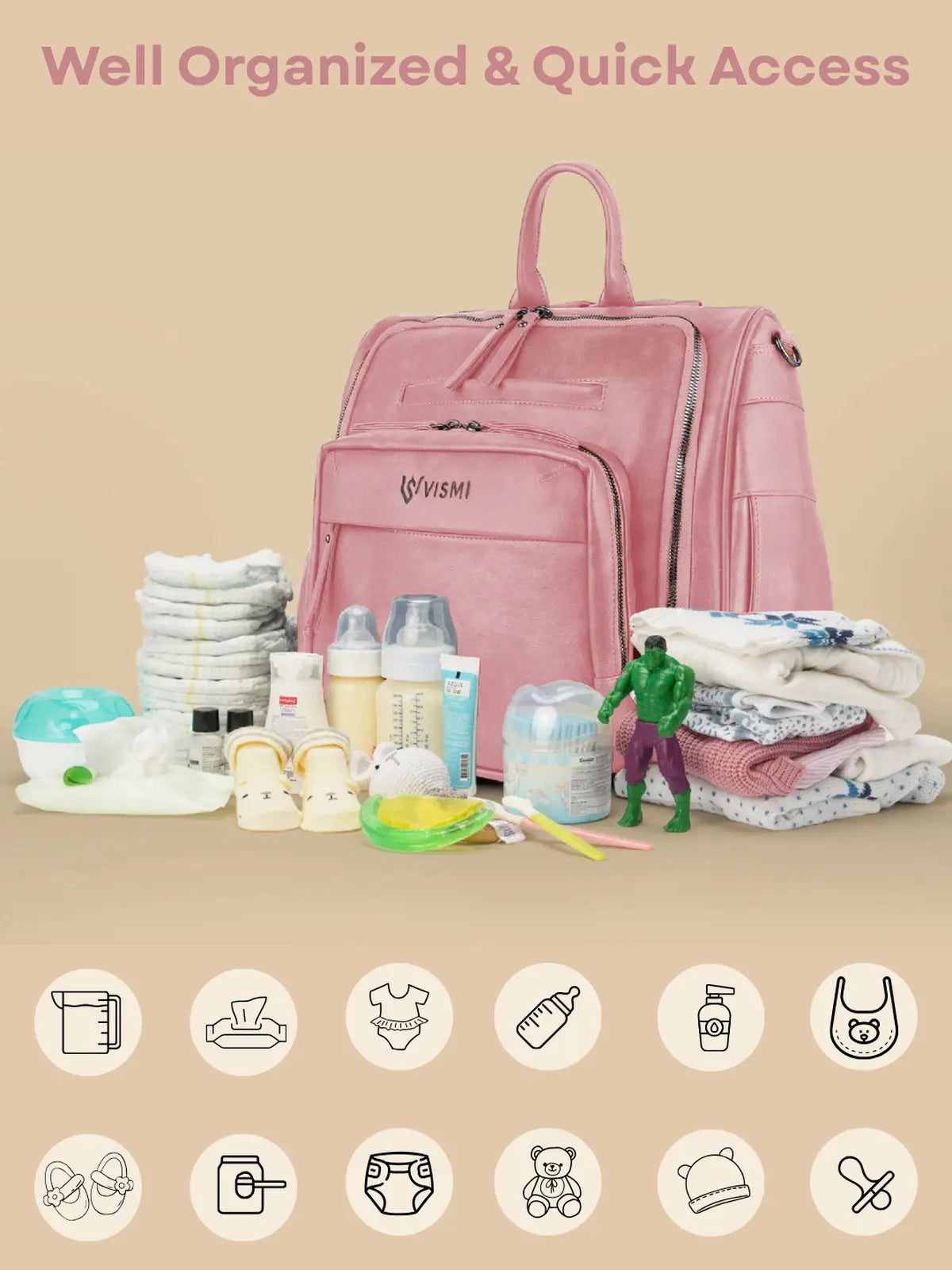 Timeless Backpack Messenger Diaper Bag - Blush Pink