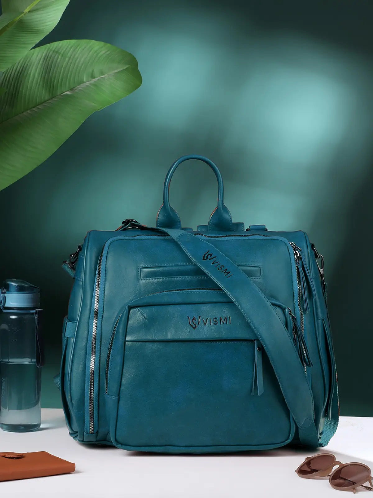 Timeless Backpack Messenger Diaper Bag - Teal Blue