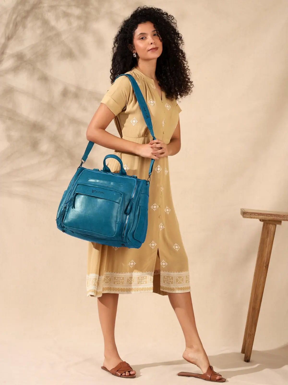 Timeless Backpack Messenger Diaper Bag - Teal Blue