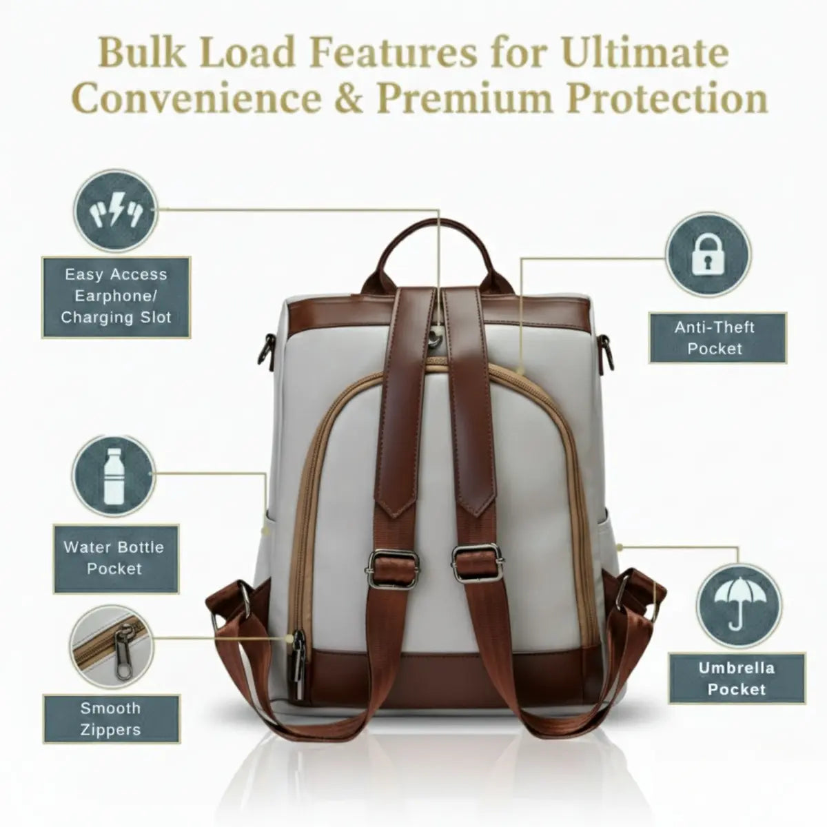 Timeless Aura Women Backpack Handbag - Grey