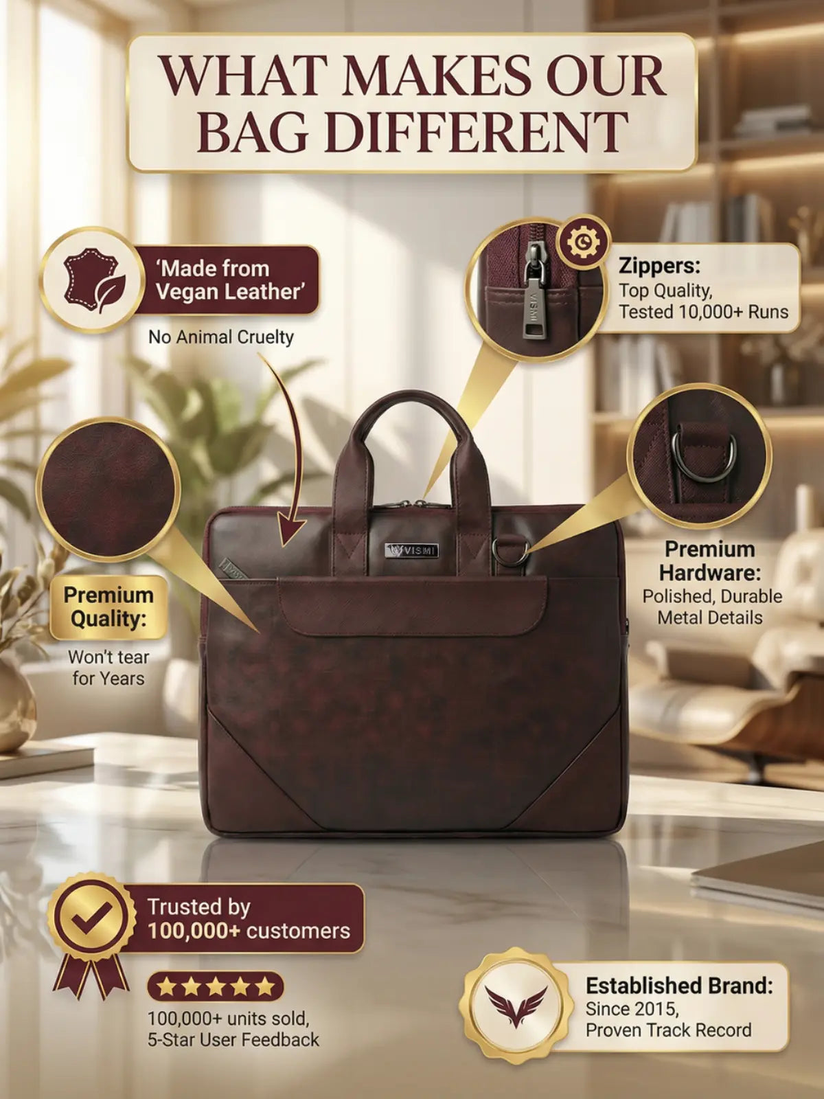 Summit Proline Laptop Messenger Bag - Coffee Brown