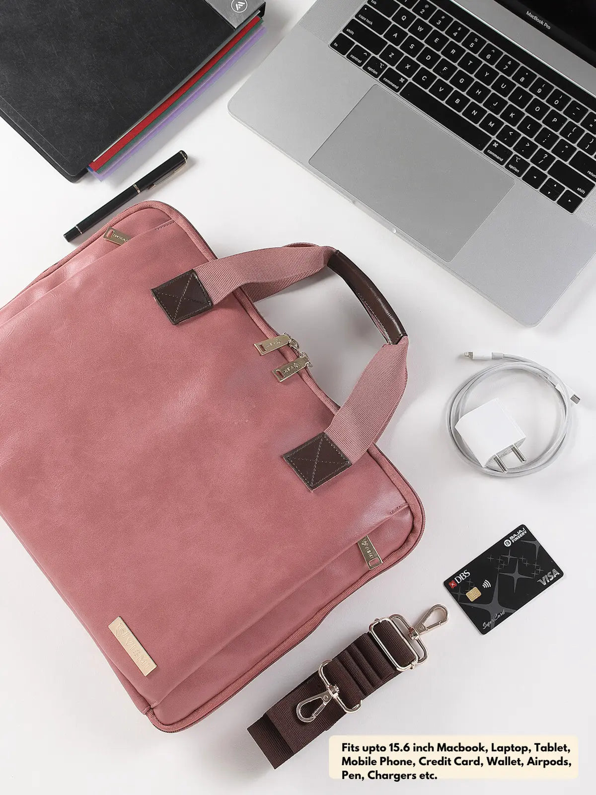 Timeless Unity Laptop Messenger Bag - Blush Pink