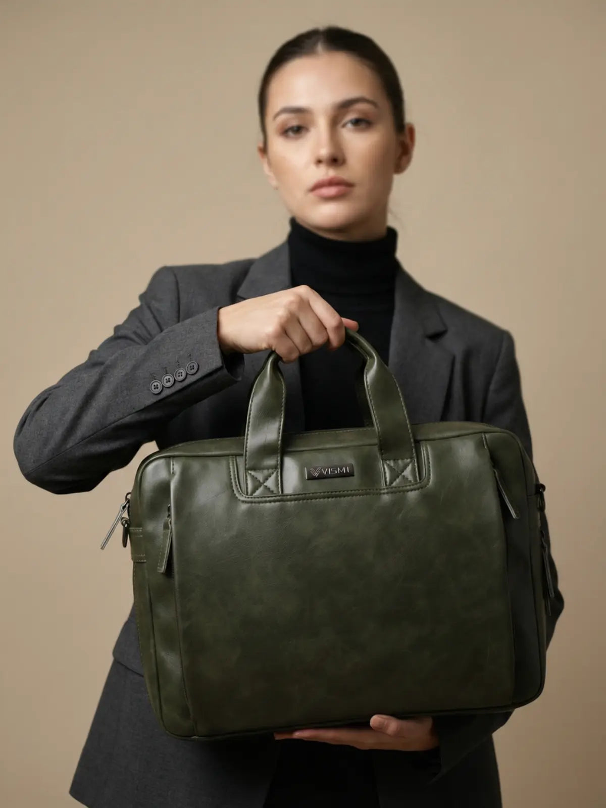 Timeless Urban Laptop Messenger Briefcase Bag - Olive Green