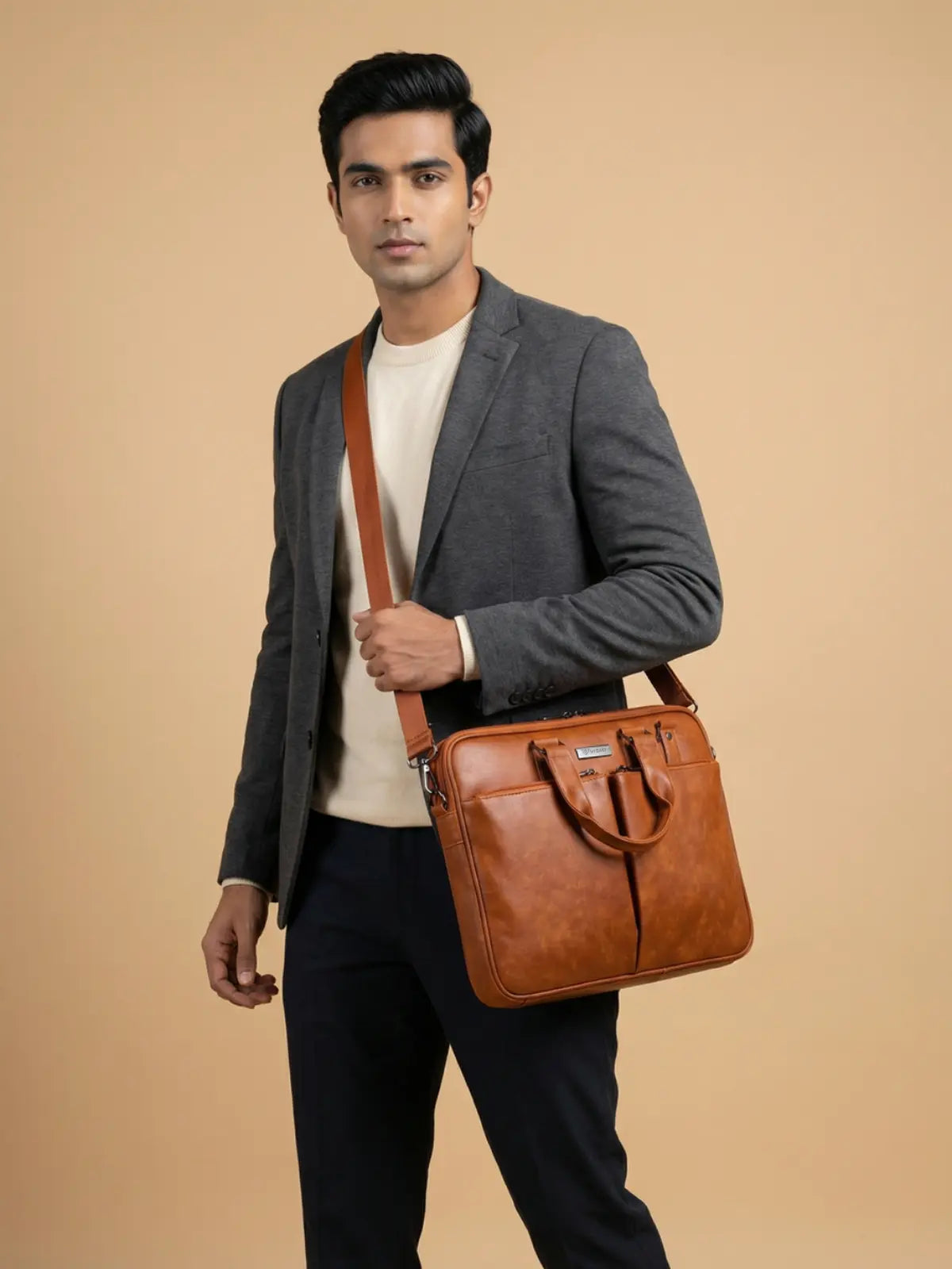 Timeless Monarch Laptop Messenger Bag - Tan