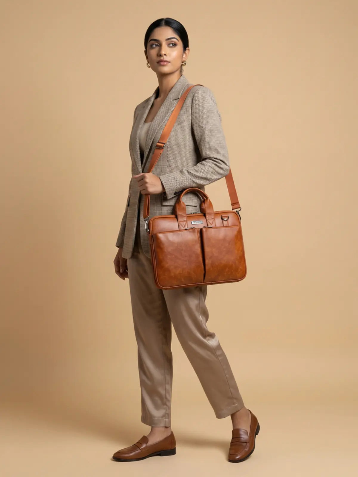 Timeless Monarch Laptop Messenger Bag - Tan
