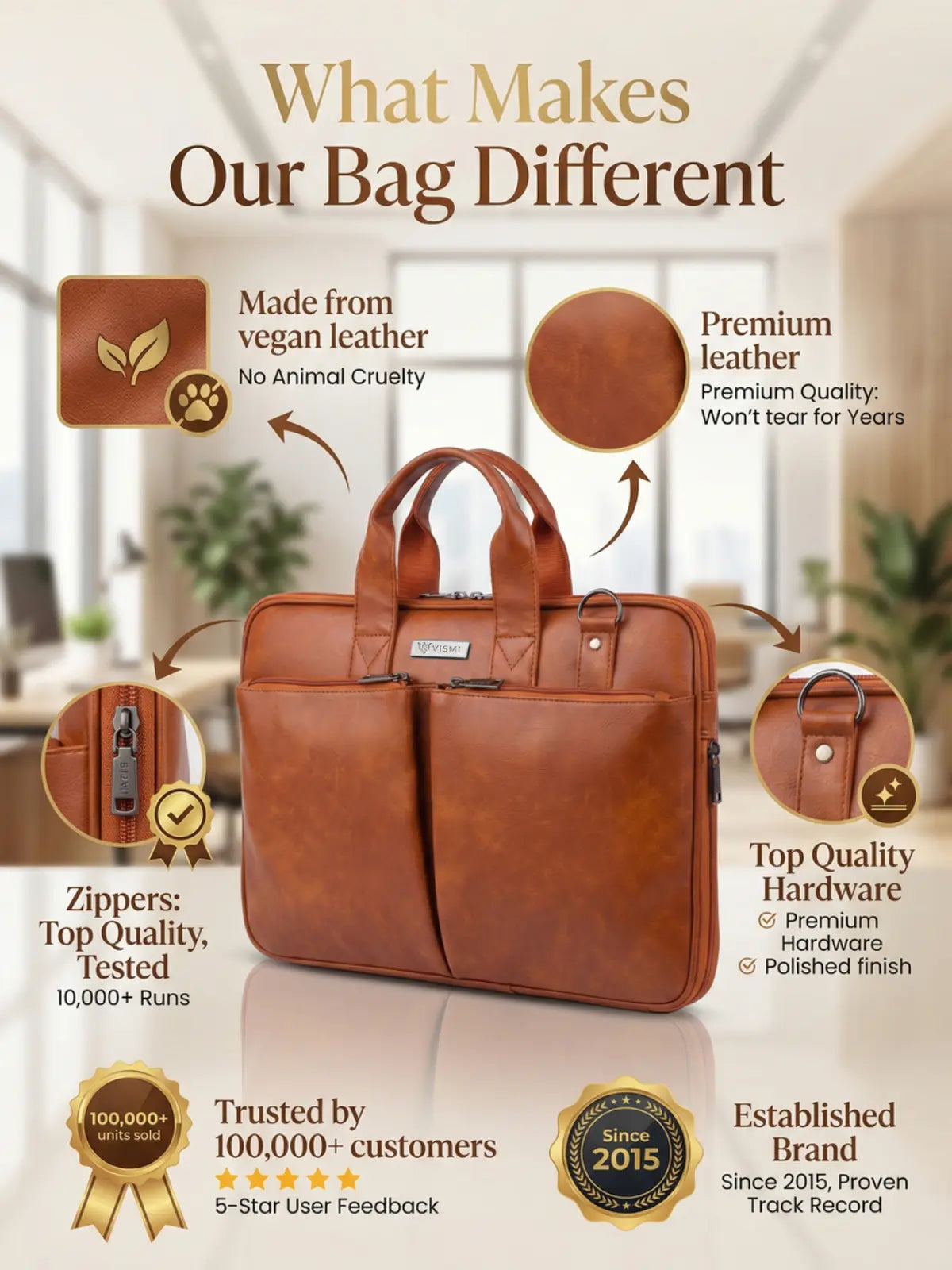 Timeless Monarch Laptop Messenger Bag - Tan