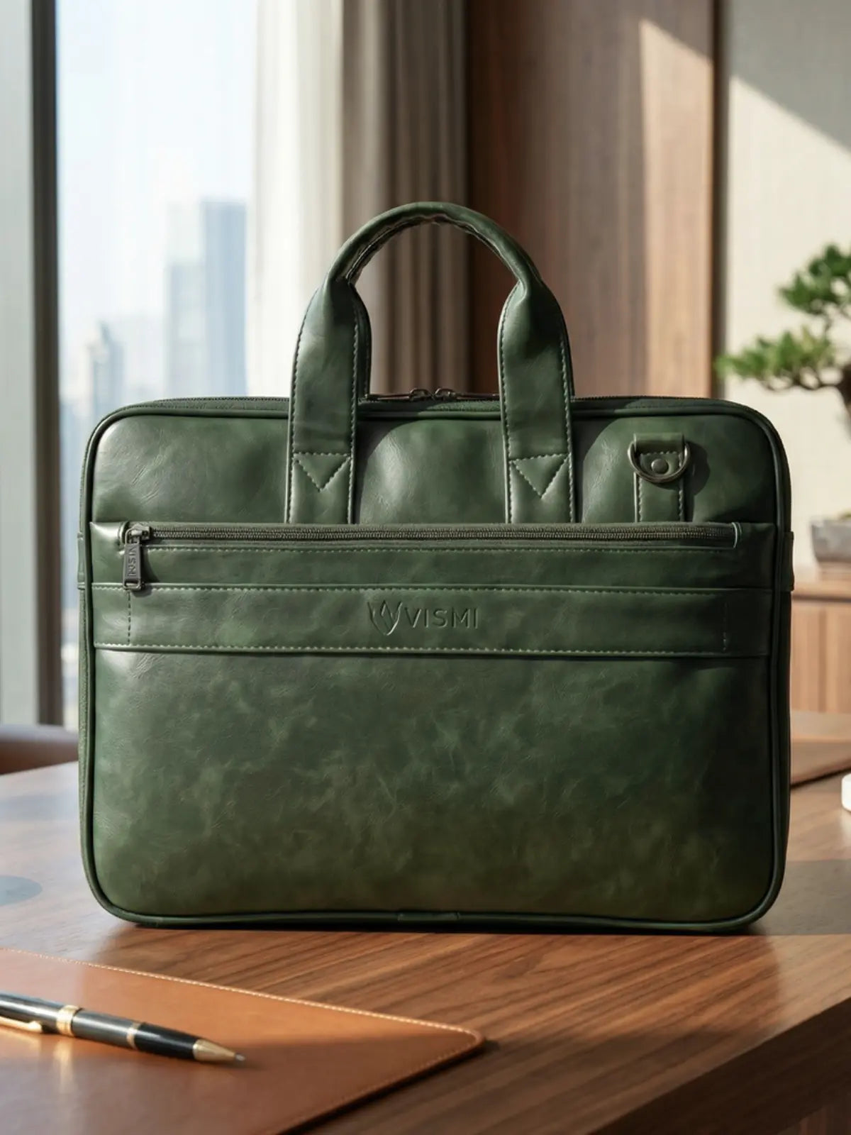 Timeless Monarch Laptop Messenger Bag - Olive Green