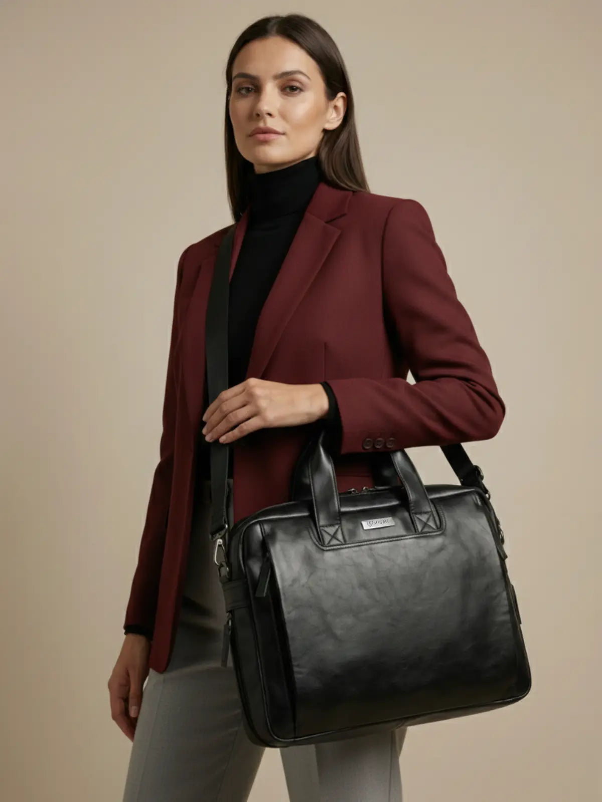 Timeless Urban Laptop Messenger Briefcase Bag - Black