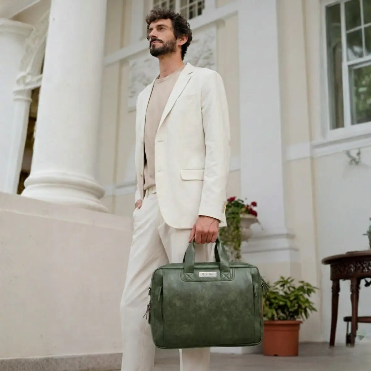 Timeless Urban Laptop Messenger Briefcase Bag - Olive Green