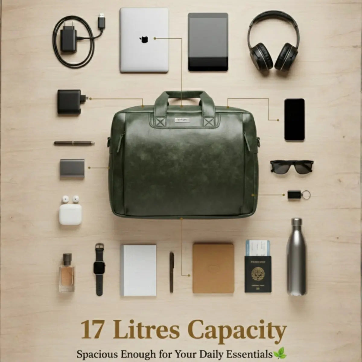 Timeless Urban Laptop Messenger Briefcase Bag - Olive Green