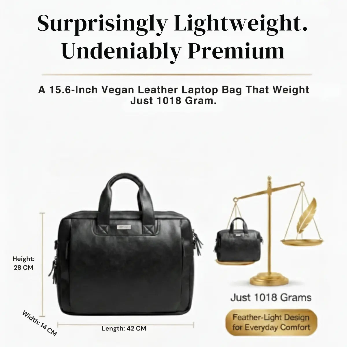 Timeless Urban Laptop Messenger Briefcase Bag - Black