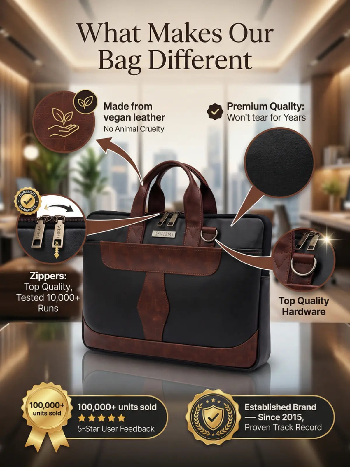 Summit Vector Laptop Messenger Bag - Black
