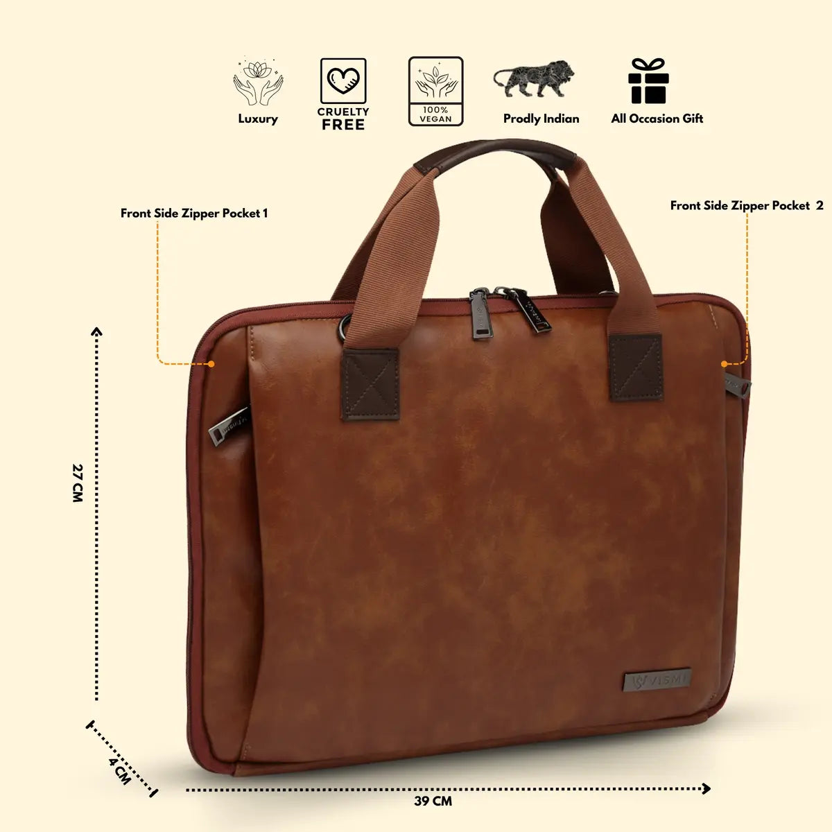 Timeless Unity Laptop Messenger Bag - Tan
