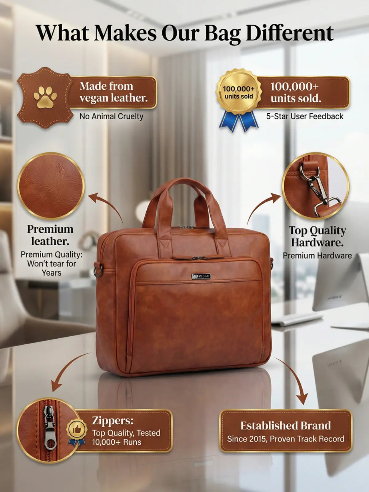 Legacy Laptop Messenger Bag- Tan