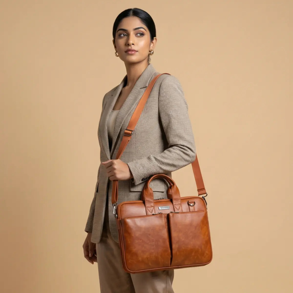 Timeless Monarch Laptop Messenger Bag - Tan