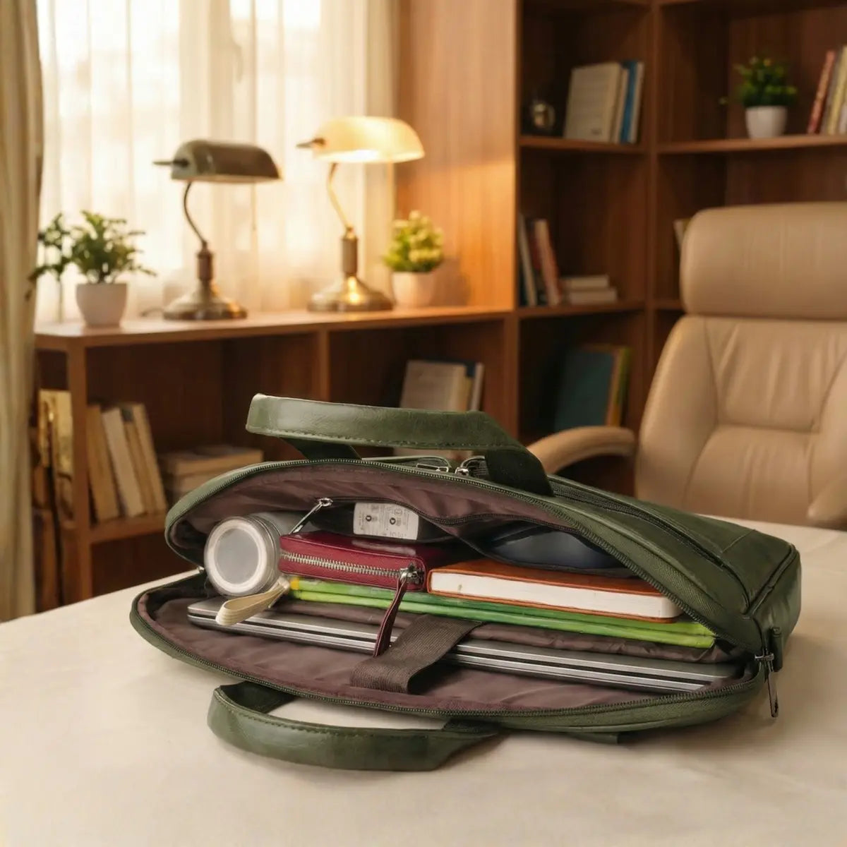 Timeless Monarch Laptop Messenger Bag - Olive Green