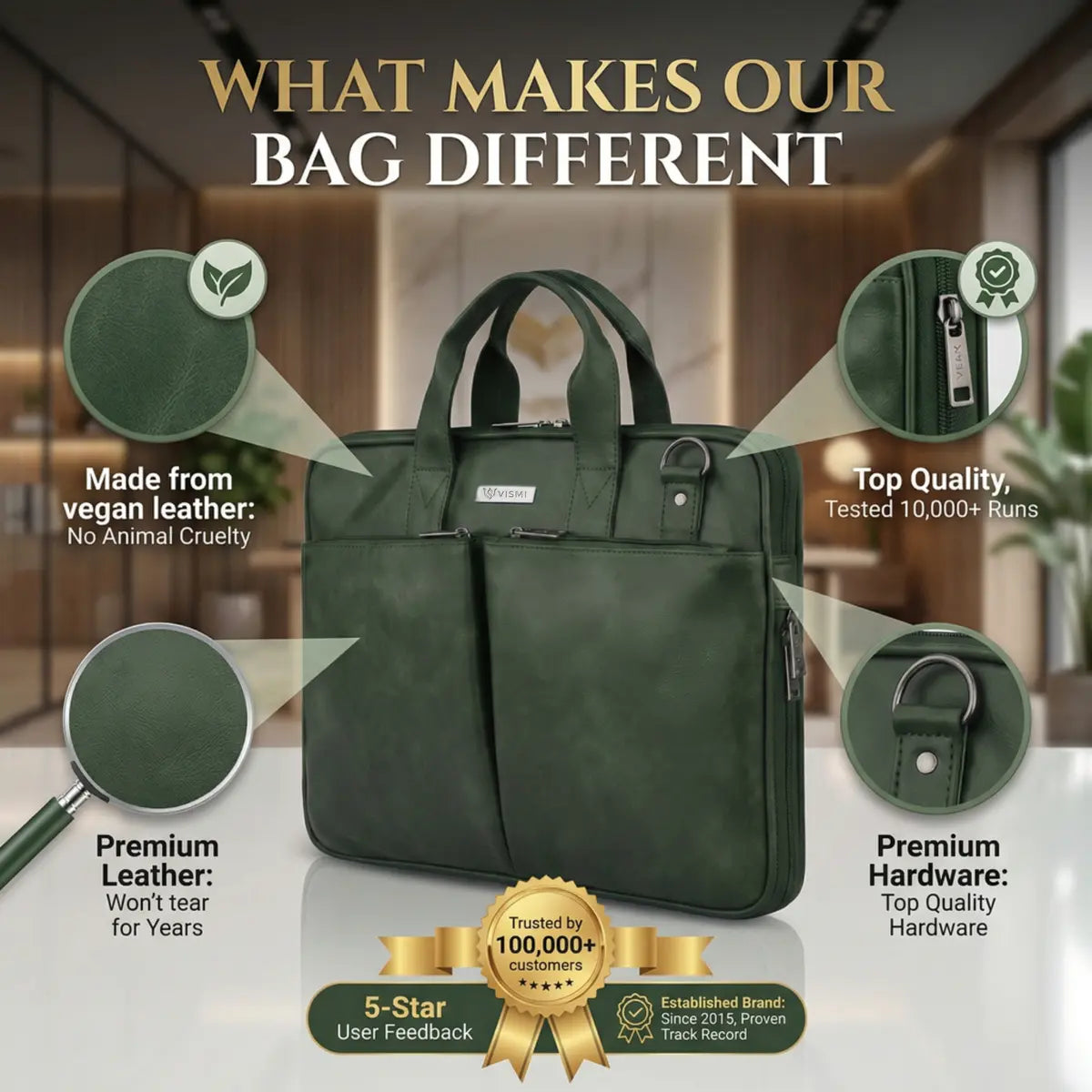 Timeless Monarch Laptop Messenger Bag - Olive Green