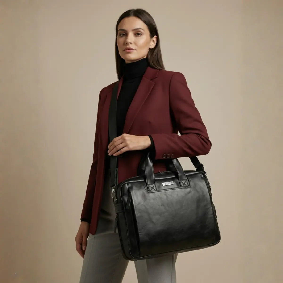 Timeless Urban Laptop Messenger Briefcase Bag - Black