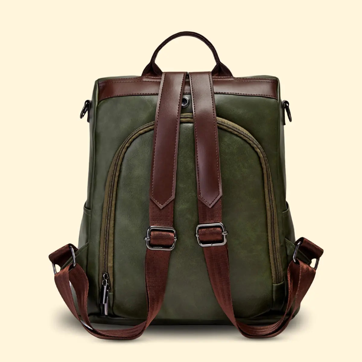 Timeless Aura Women Backpack Handbag - Olive Green