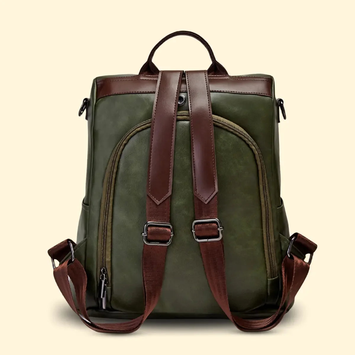 Elegant-Olive-Green-Women-Backpack-Handbag–Timeless-Aura-Multi-Purpose-Bag