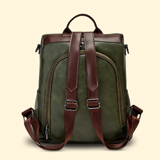 Elegant-Olive-Green-Women-Backpack-Handbag–Timeless-Aura-Multi-Purpose-Bag